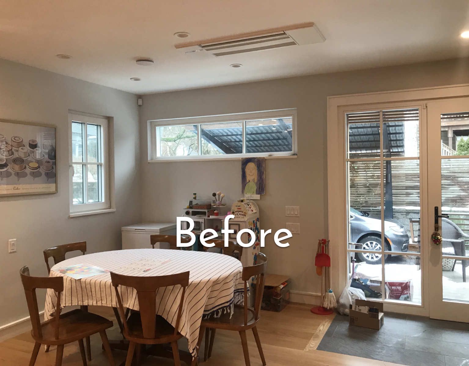 A kitchen with a breakfast nook